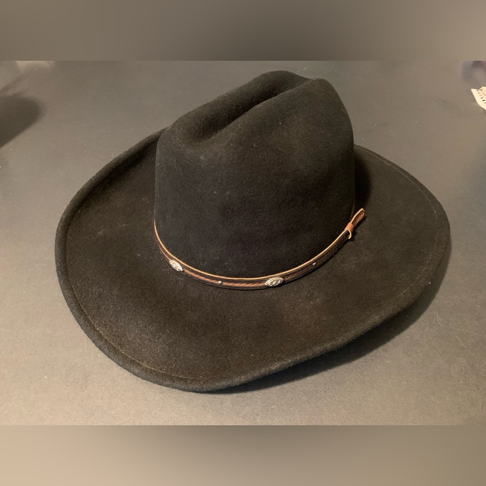 Vintage Rodeo King Black Felt Cowboy Western Hat S 54-55